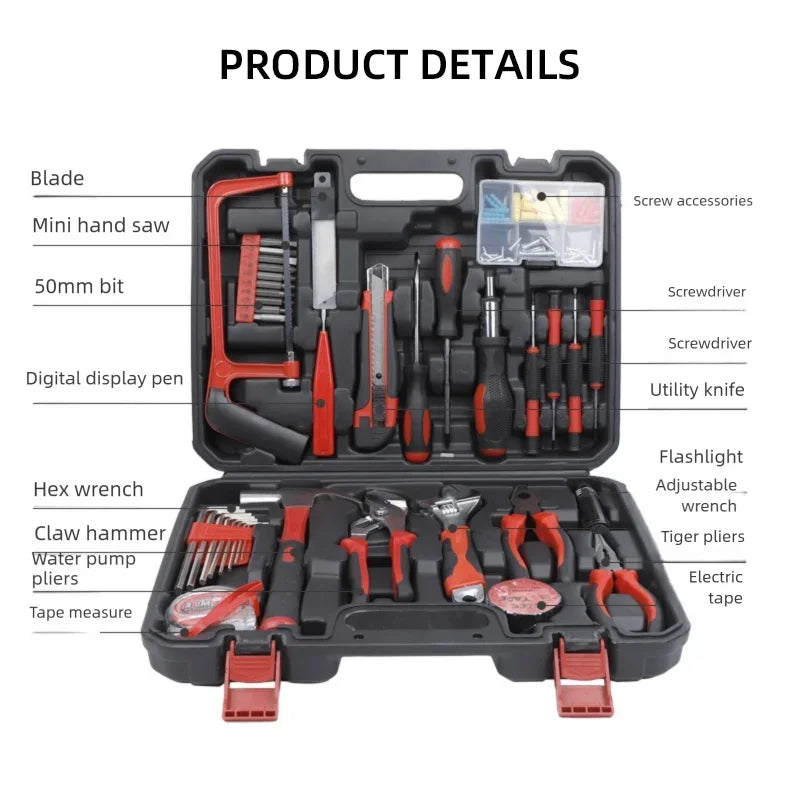 9-piece household and car hardware tool box set Small multi-function combination tool repair hand tool set