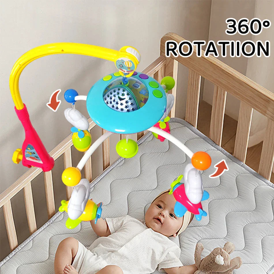 Musical Baby Crib Mobile with 108 Melody Lights Projection for Infants Remote Control Crib Toys for Newborn Mobile for Crib Toys