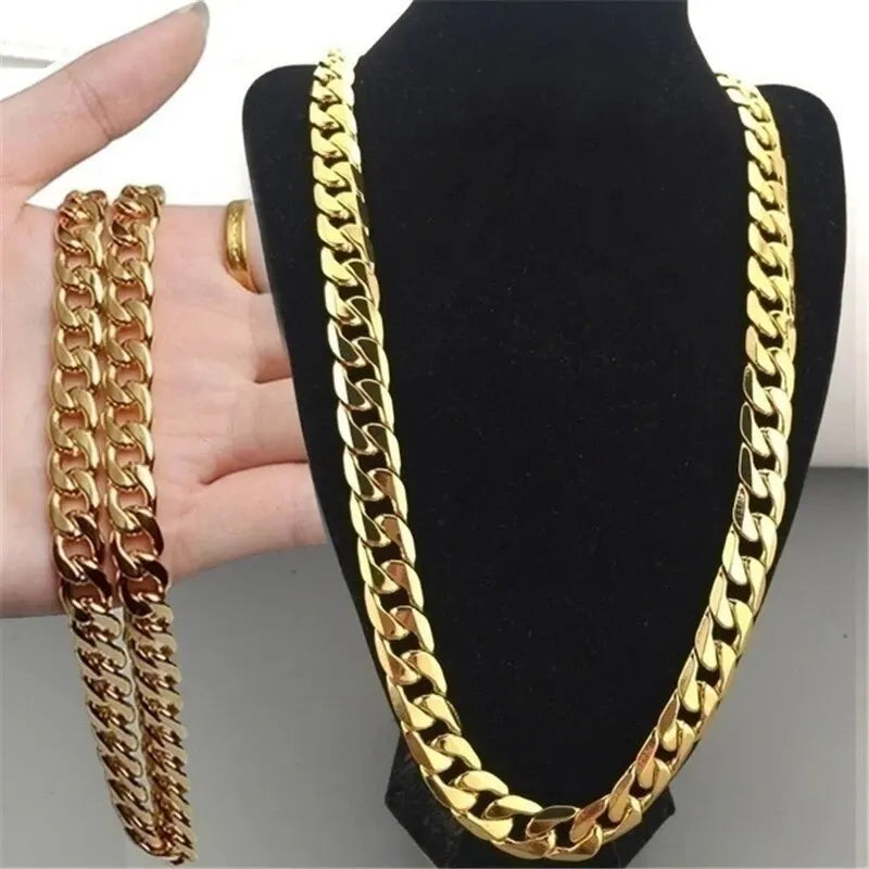 Gold Color Chunky Thick Link Plastic Chain Necklace Classic High Quality Smooth Lock for Women Men Grunge Steampunk Jewelry Gift