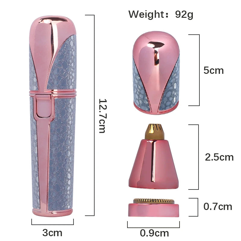 2 In1 Rechargeable Facial Hair Removal and Eyebrow Shaver - Face Lips Body Painless Facial Razor with Built-in LED Light USB