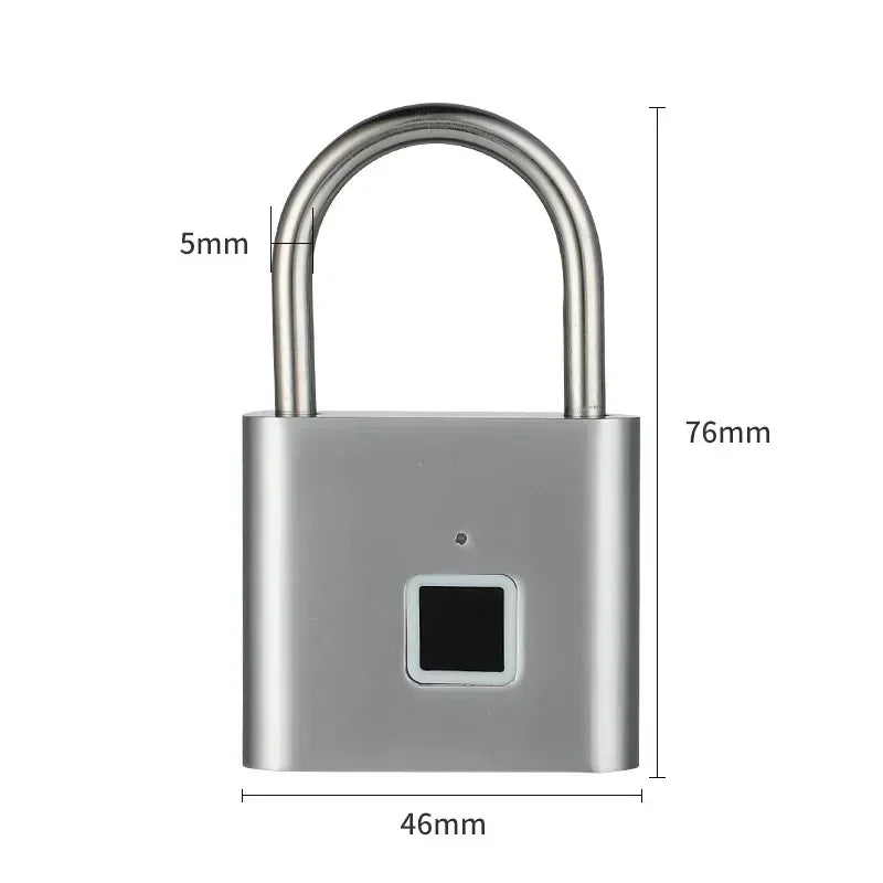 Home  Fingerprint Padlock Aluminum Sliding Door Security Bar 0.2s Lock Portable Anti-theft Electronic Waterproof Unlock To Use