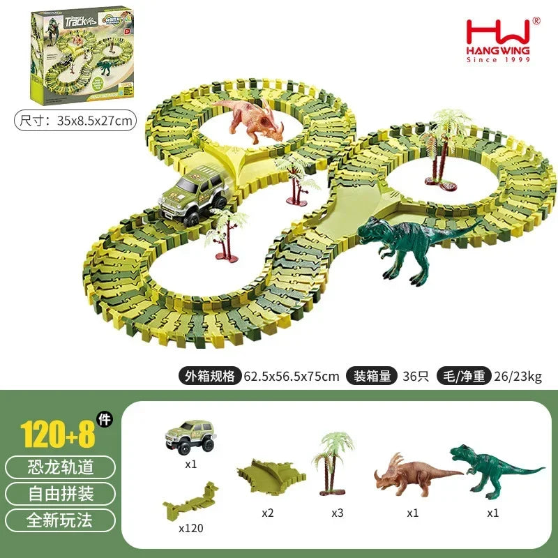 Children's Track Car Toys Boy DIY Versatile Assembly Electric Dinosaur Roller Coaster Amusement Park