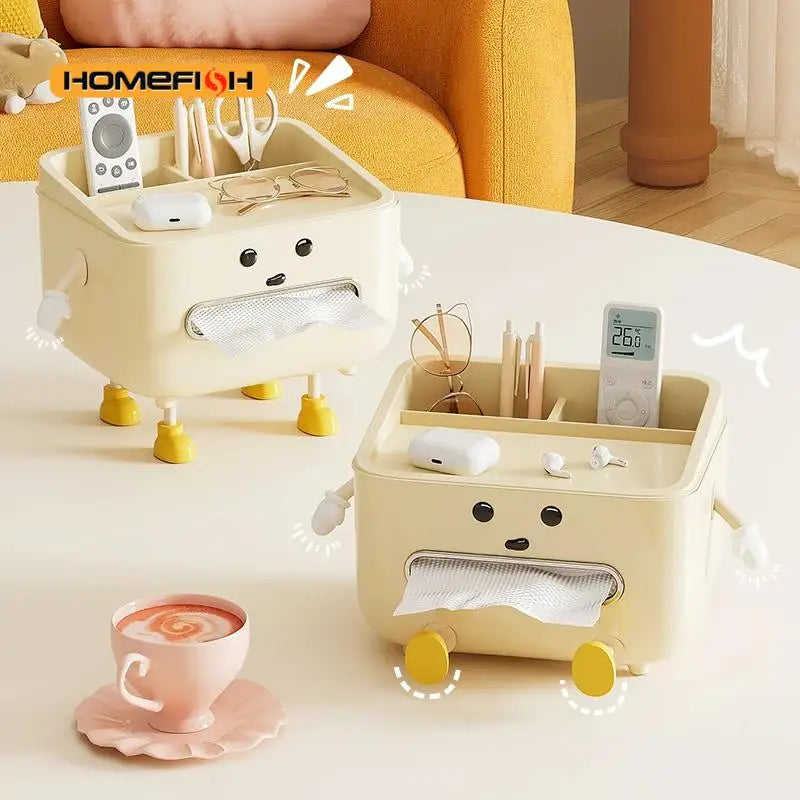 Back To School Paper Towel Box Household Living Room Bedroom Bedside Multi-function Student Dorm Desktop Organizer Box