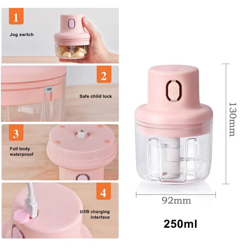 Mini Electric Garlic Chopper Meat Grinder Garlic Masher Machine Sturdy Durable Crushed Ginger Vegetable Crusher Baby Food Maker