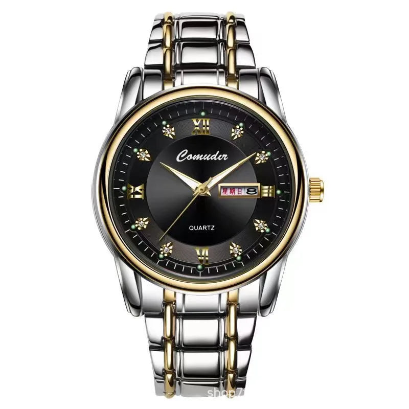 New Watch Men's Double Calendar Waterproof Quartz Watch Luminous Business Tiktok Luxury Watch Men Quartz Roman Numeral