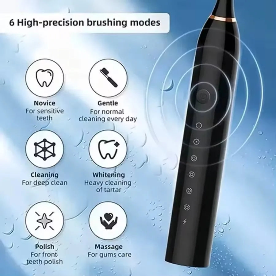Soft Bristled Electric Toothbrush For Adult Household Use, 18 Speed Metal Shaft USB Charging Toothbrush 6 Cleaning Modes