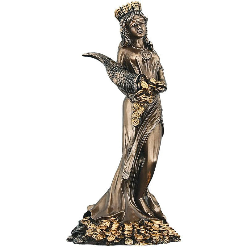 33.5cm/13Inches Greek Wealth Goddess Fortuna Figurine Plouto Lucky Fortune Sculpture Home Office Decor Gift Mythological Figure