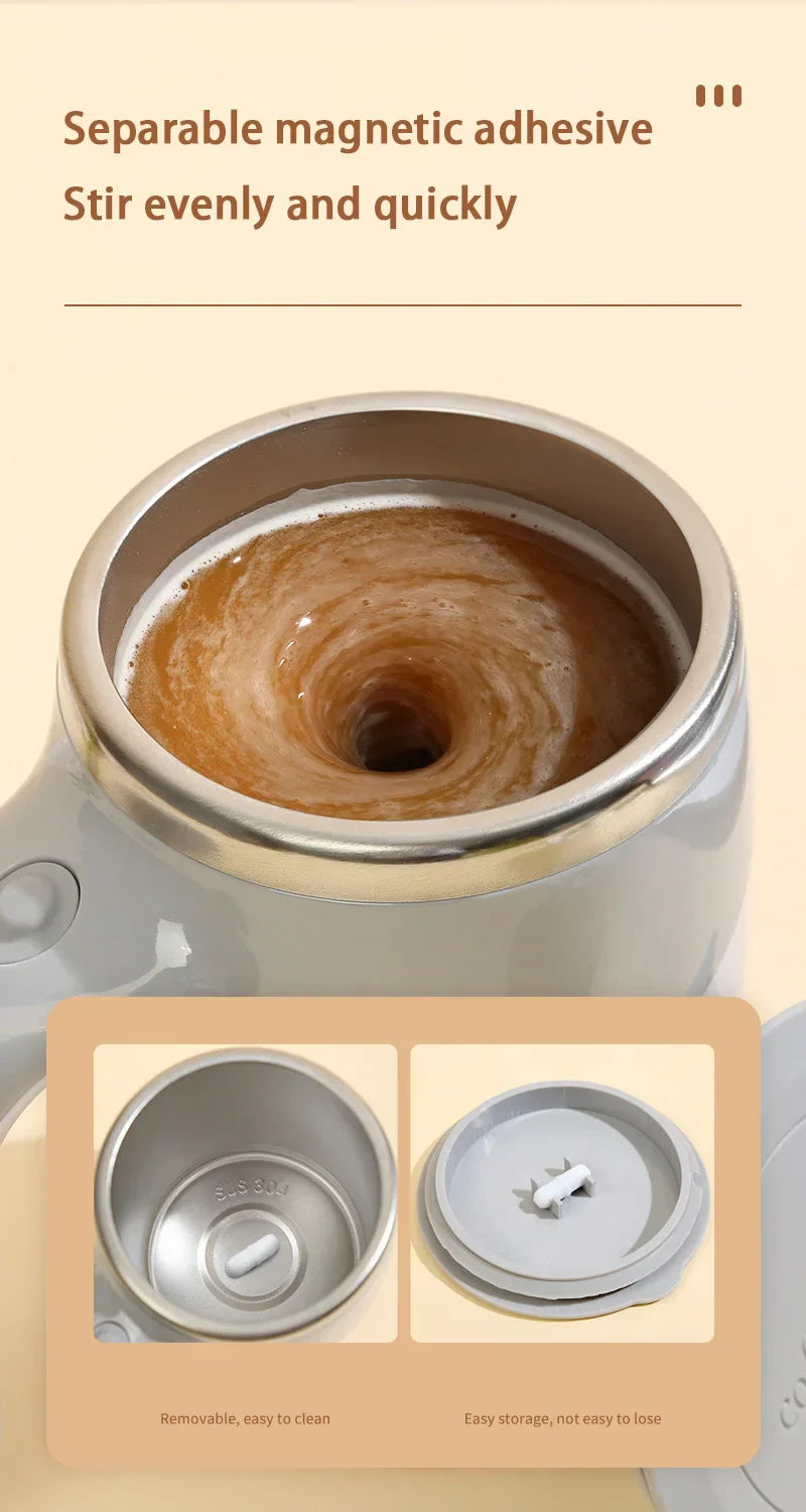 Automatic Stirring Coffee Mug Magnetic Electric Stainless Steel Self Mixing Coffee Tumbler Rotating Home Office Travel