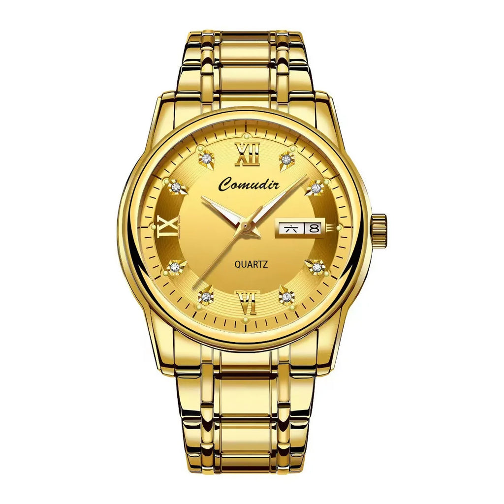 New Watch Men's Double Calendar Waterproof Quartz Watch Luminous Business Tiktok Luxury Watch Men Quartz Roman Numeral