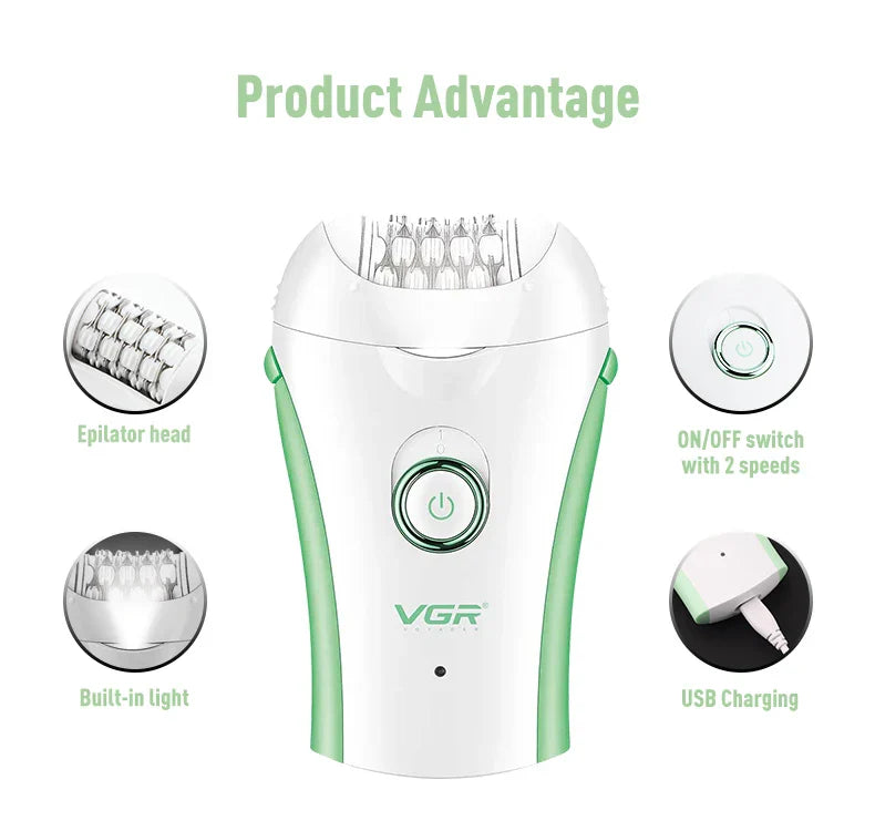 VGR 705 Epilator Professional Epilator Hair Remover Rechargeable Hair Remover Women Hair Remover Portable Electric Epilator