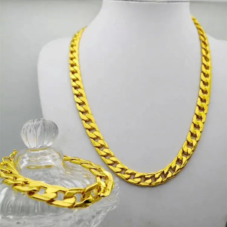 Gold Color Chunky Thick Link Plastic Chain Necklace Classic High Quality Smooth Lock for Women Men Grunge Steampunk Jewelry Gift