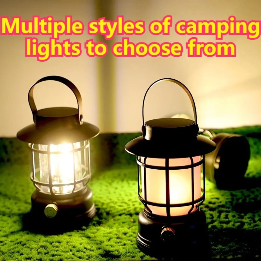 2-in-1 Portable Solar Camping Lantern LED Hanging Light USB Charging for Tent Hiking Emergencies Function Lamps