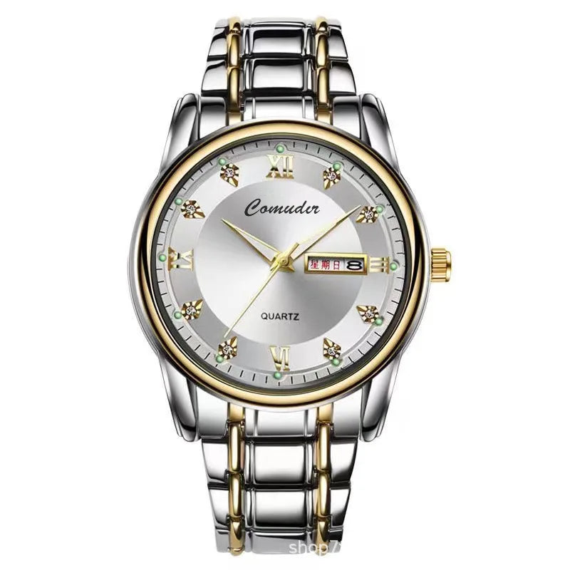 New Watch Men's Double Calendar Waterproof Quartz Watch Luminous Business Tiktok Luxury Watch Men Quartz Roman Numeral