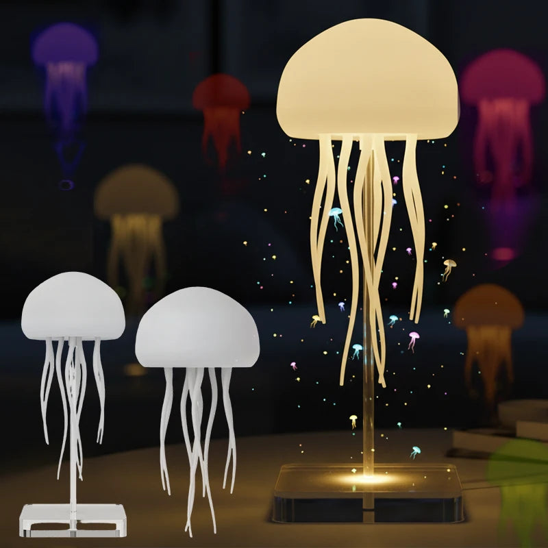3D Movable Jellyfish Lamp USB Smart Voice Control Dimmable Color-Changing Creative Night Light Ocean Anime Light Sign Ornaments