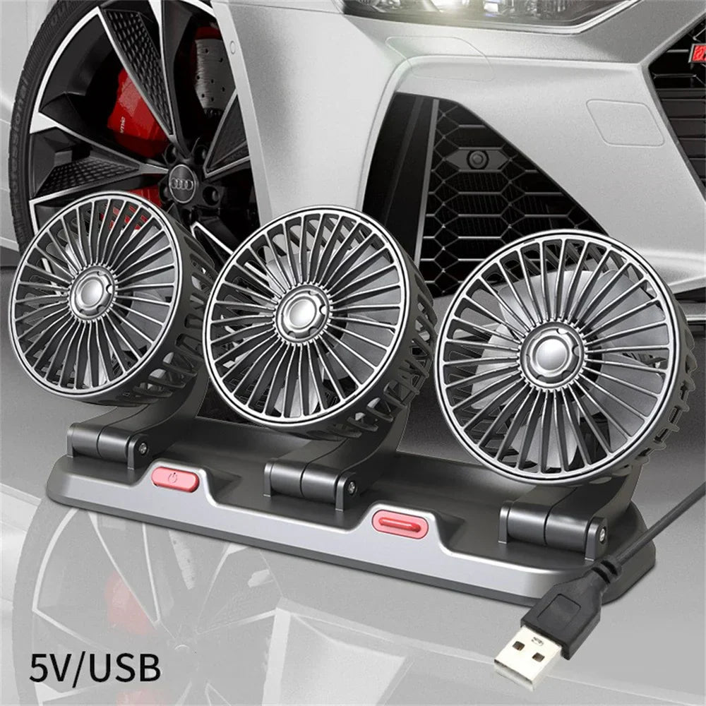 12v Automotive fan Car Fan 24v 360° Adjustable 3 Head Air Fan Low Noise Multifunctional Temporary Parking Card Auto Vehicles fan