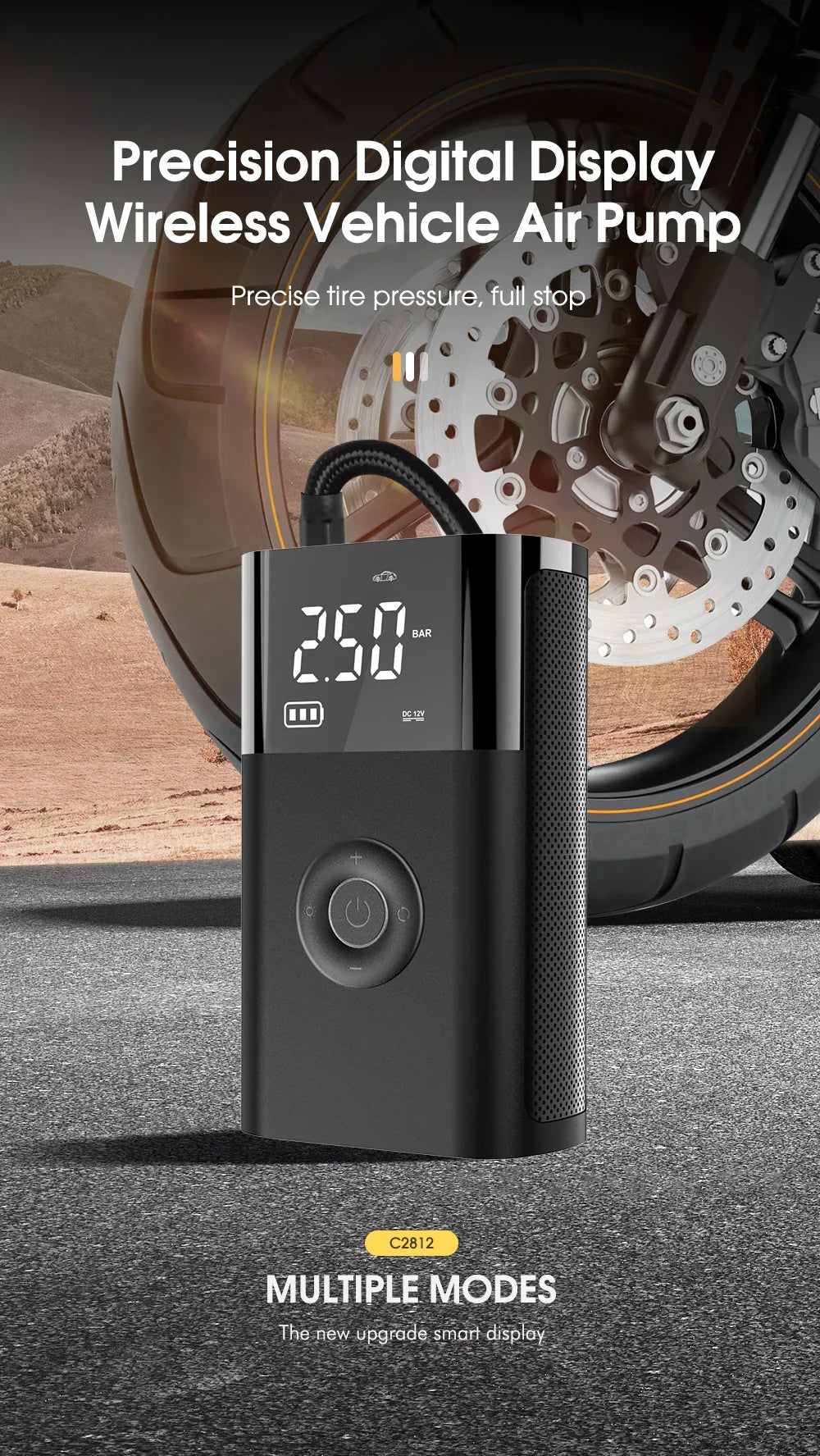CARSUN Portable Inflator Compressor Pump With LED Lamp For Car Motorcycle Bicycle Tyre Balls Wireless Electric Car Air Tire Pump