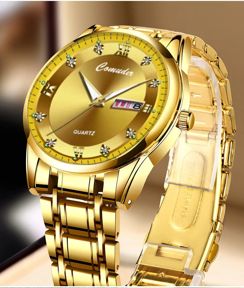 New Watch Men's Double Calendar Waterproof Quartz Watch Luminous Business Tiktok Luxury Watch Men Quartz Roman Numeral