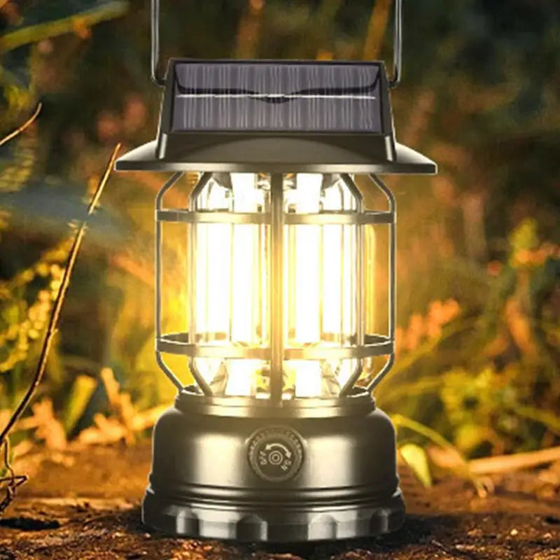 Solar Camping Lantern Motion Sensor Rechargeable Tent Light Lantern Portable Solar Powered Landscape Hiking Flashlight For