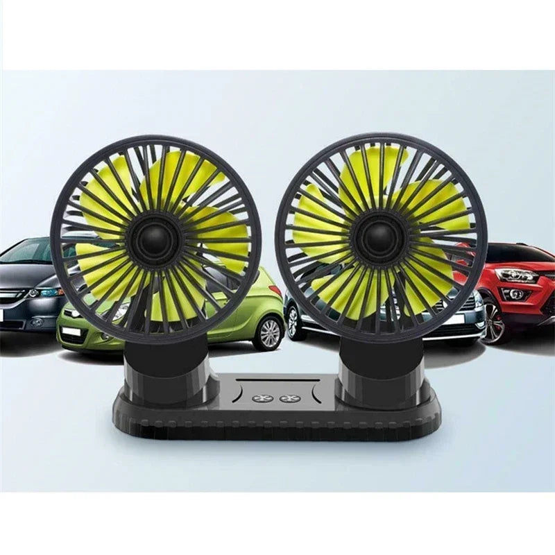 12/24V Portable Car Cooling Fan 5V USB Powered Car Fan Multi-Angle Rotatable With Cigarette Lighter Plug For Car Truck SUV RV