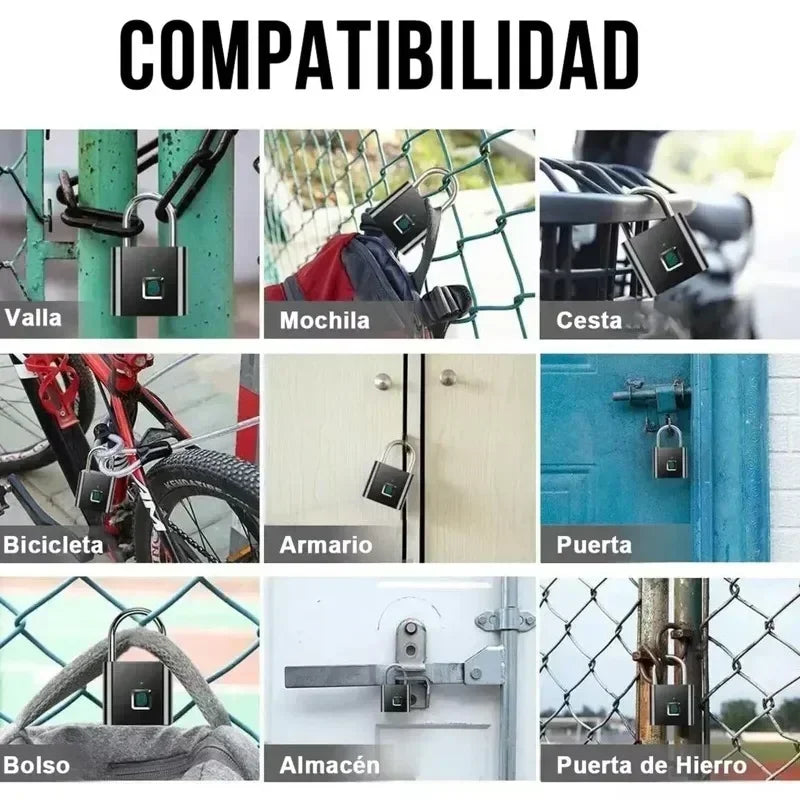 Home  Fingerprint Padlock Aluminum Sliding Door Security Bar 0.2s Lock Portable Anti-theft Electronic Waterproof Unlock To Use