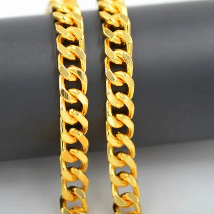 Gold Color Chunky Thick Link Plastic Chain Necklace Classic High Quality Smooth Lock for Women Men Grunge Steampunk Jewelry Gift