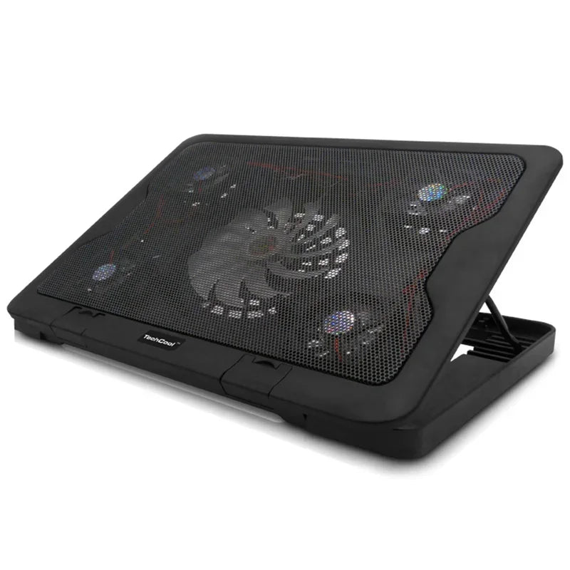 Quiet Laptop Cooling Pad LED Base Stand for Macbook Laptop Notebook Peripherals 2 USB Ports Five Big Cooling Fan Cooling Pad
