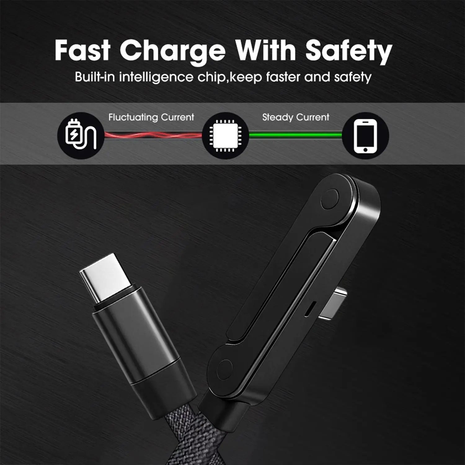 2 in 1 240W Elbow Double Type C Data Cable Mobile Phone Holder Wire For iPhone Samsung Mi USB-C Fast Charging Cord Line