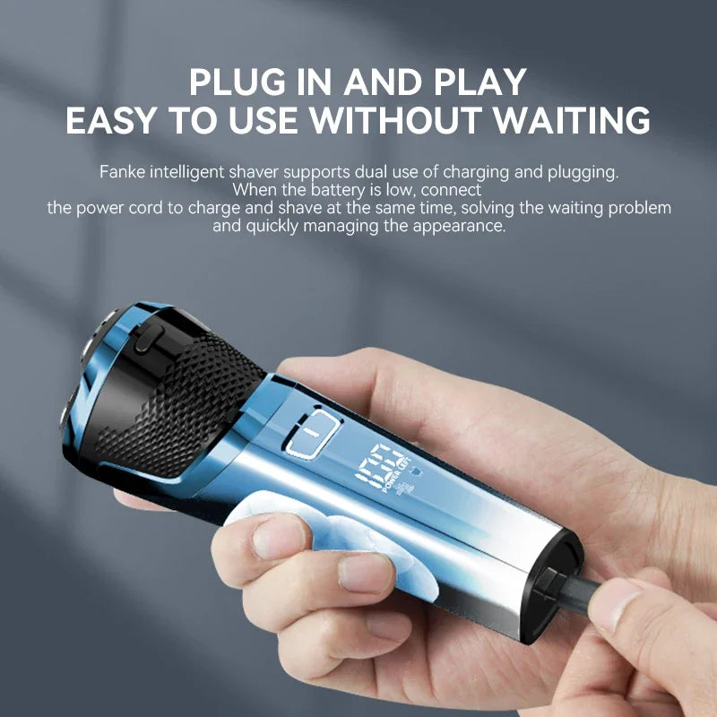 Kemei KM-8510 Waterproof Rotary LED Display Rechargeable Cordless Floating Head Replaceable Blades Electric Shavers for Man