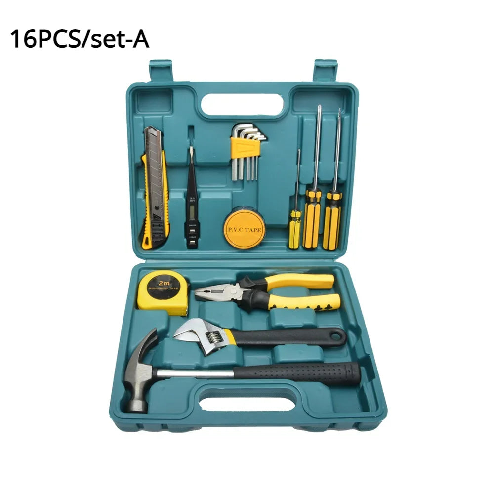 12/16PCS Repair Tool Set Maintenance Tool Kits for Homeowner General Hand Tool Set and Toolbox Storage Case
