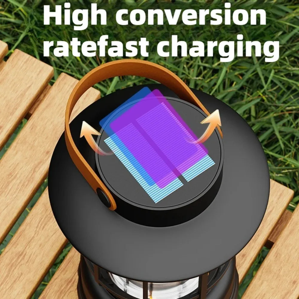 2-in-1 Portable Solar Camping Lantern LED Hanging Light USB Charging for Tent Hiking Emergencies Function Lamps